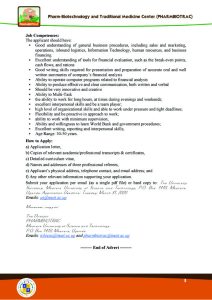 Advert, for PHARMBIOTRAC jobs on MUST Website , Senior Business Advert, for PHARMBIOTRAC jobs on MUST Website , Senior Business Specialist Mbarara UniversitySpecialist(1)3