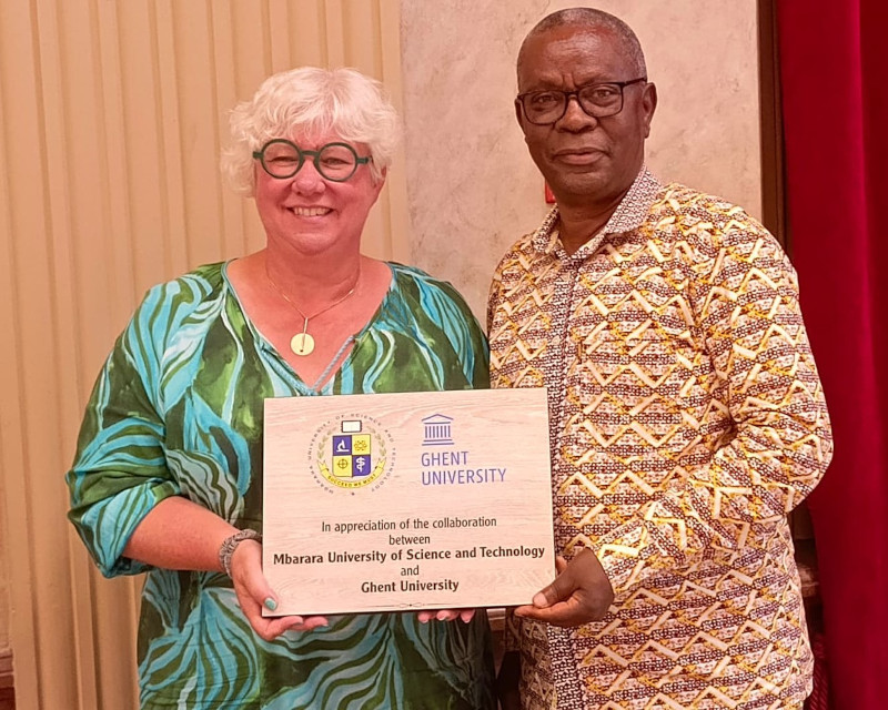 L-R: Prof. Mieke Van Herreweghe and Assoc. Prof. Charles Tushabomwe - Kazooba