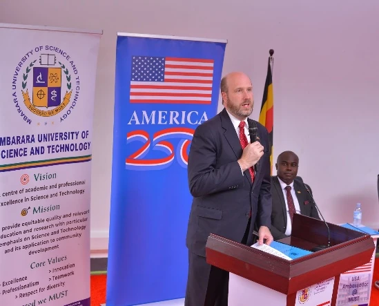 Ambassador William W. Popp addressing the MUST community.